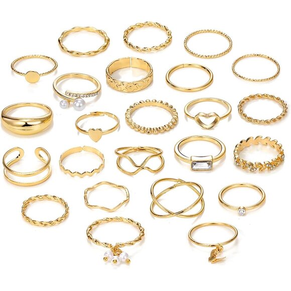 Women's Vintage Stackable Joint Finger Midi Rings Dainty Cubic Zirconia Jewelry - Picture 8 of 8